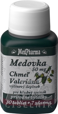 MedPharma MEDOVKA 50MG + CHMEĽ + VALERIÁNA tbl 30+7 zadarmo (37 ks)