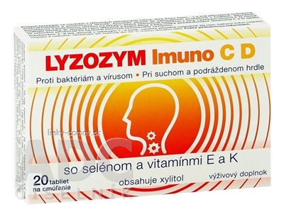 LYZOZYM IMUNO C D SO SELÉNOM A VITAMÍNMI E a K tbl na cmúľanie 1x20 ks