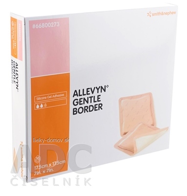 ALLEVYN Gentle Border Krytie na rany adhezivne penove krytie so silikonovym gélom, 17,5x17,5 cm, 1x10 ks