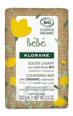 KLORANE BEBE Jemne mydlo s BIO nechtíkom,  telo a vlasy 1x100 g