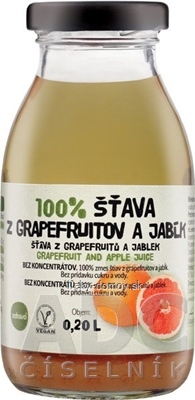 zdravo 100% ŠŤAVA Z GRAPEFRUITOV A JABĹK 1x200 ml