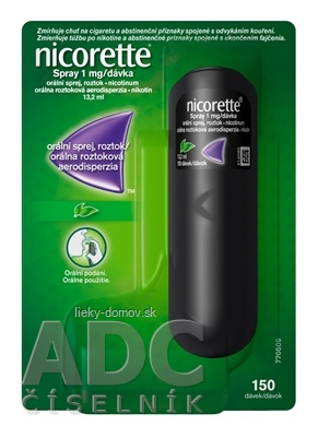 Nicorette Spray 1mg/dávka aer ors 150 dávok (fľ.PET+dávkovač) 1x13,2 ml