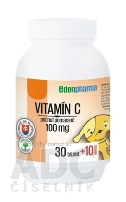 EDENPharma VITAMÍN C 100 mg príchuť pomaranč tbl 30+10 zadarmo (40 ks)