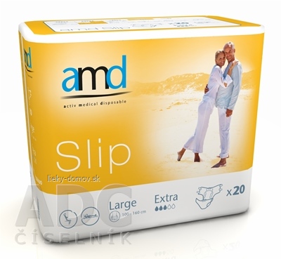amd Slip Extra Large inkontinenčné plienky, obvod bokov 100 - 160 cm, nasiakavosť 2500 ml, 1x20 ks