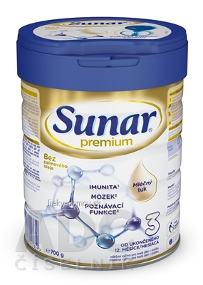 Sunar Premium 3 mliečna výživa (od ukonč. 12. mesiaca) 1x700 g