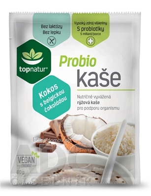 topnatur Probio KAŠA Kokos s belgickou čokoládou instantná ryžová kaša 1x60 g