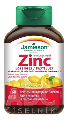 JAMIESON ZINOK LOZENGES S VITAMÍNMI C a D3 pastilky s príchuťou citróna 1x60 ks