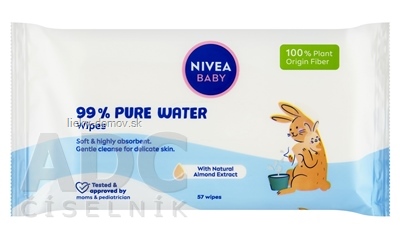 NIVEA BABY Čistiace obrúsky Pure Water 1x57 ks