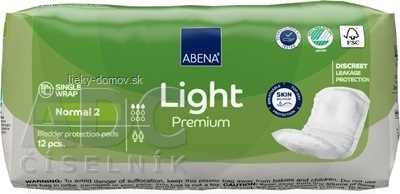 ABENA Light Premium Normal 2 absorpčné vložky, anatomické, savosť 350 ml, 1x12 ks