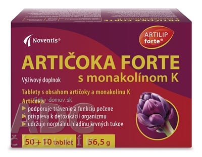 Noventis ARTIČOKA FORTE s monakolínom K tbl 50+10 (60 ks)