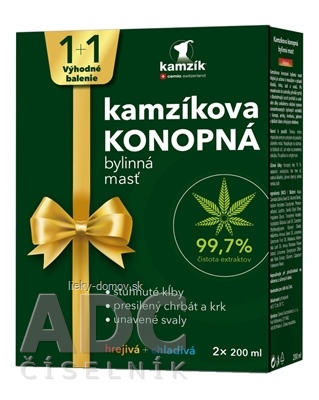 Cemio Kamzíkova konopná masť 1+1 hrejivá + chladivá 2x200 ml, 1x1 set