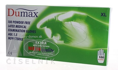 DUMAX RUKAVICE latexové  vyšetrovacie nesterilné bez púdru, veľkosť XL; 1x100ks