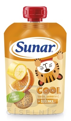Sunar COOL Pomaranč, Banán + SUŠIENKA ovocno-obilný príkrm (od ukonč. 12. mesiaca) 1x110 g