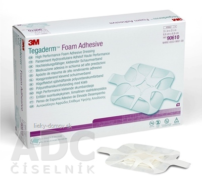 3M TEGADERM Foam Adhesive (90610) penové krytie na rany, adhezívne, štvorec 8,8 cm x 8,8 cm, 1x10 ks