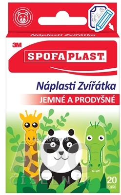 3M SPOFAPLAST č.114 Náplasti ZVIERATKÁ detské, 2 veľkosti, 1x20 ks