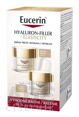 Eucerin HYALURON-FILLER+ELASTICITY DUO proti vráskam, denný krém 50 ml + nočný krém 50 ml (zľava na 2.produkt) 1x1 set