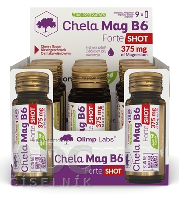 Chela-Mag B6 Forte shot ampuly, višňová príchuť 9x25 ml