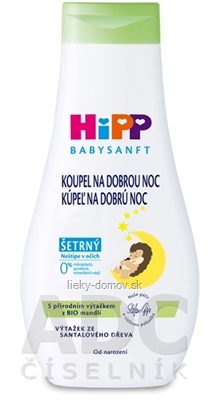 HiPP BABYSANFT Kúpeľ na dobrú noc šetrný, s výťažkom z Bio mandlí a santalového dreva (inov.2022) 1x350 ml