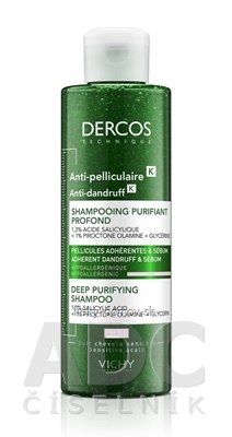 VICHY DERCOS ANTI-PELLICULAIRE šampón proti lupinám s peelingovým efektom, na mastné vlasy 1x250 ml