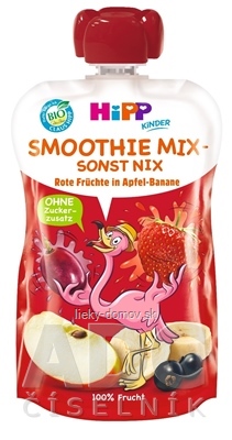 HiPP BIO Smoothie Jablko Banán Červené ovocie kapsička (od 1. roku) ovocný príkrm 1x120 ml