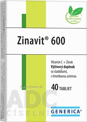 GENERICA Zinavit 600 s limetkovou arómou tbl (vitamín C + Zinok) 1x40 ks