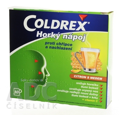 Coldrex Horúci nápoj Citrón s medom plo por 5 g (vrec.papier/PE/Al/PE) 1x10 ks