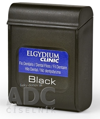 ELGYDIUM CLINIC Black voskovaná dentálna niť s fluoridom, 50 m, 1x1 ks