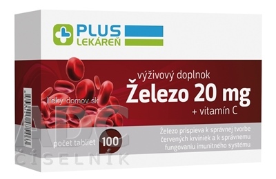PLUS LEKÁREŇ Železo 20 mg + vitamín C tbl 1x100 ks