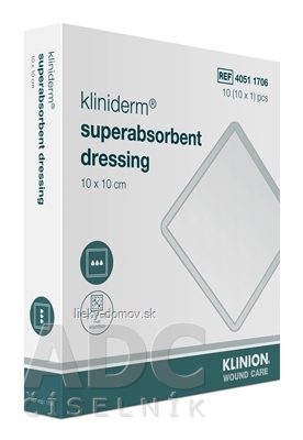 Kliniderm superabsorbent dressing krytie superabsorpčné sterilné 10 x 10 cm, 1x10 ks