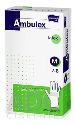 Ambulex rukavice LATEX veľ. M, nesterilné, pudrované 1x100 ks