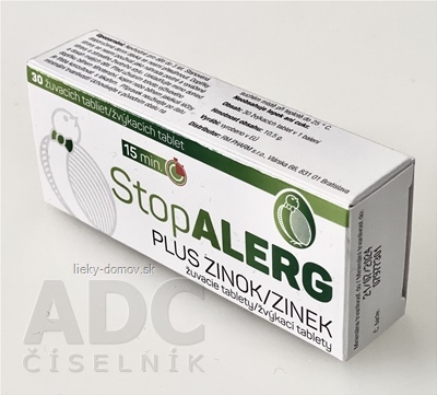 StopALERG PLUS ZINOK žuvacie tablety 1x30 ks