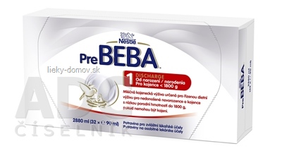 PreBEBA 1 DISCHARGE mliečna dojčenská výživa (pre novorodencov do 1800 g)(inov.2024) 32x90 ml (2880 ml)