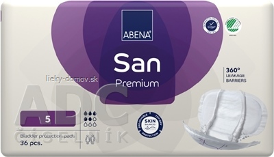 ABENA San Premium 5 vkladacie plienky, anatomické, 28x54 cm, savosť 1200 ml, 1x36 ks