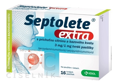 Septolete extra citrón a bazový kvet pas ord 3 mg/1 mg (blis.PVC/PE/PVDC//Al) 1x16 ks