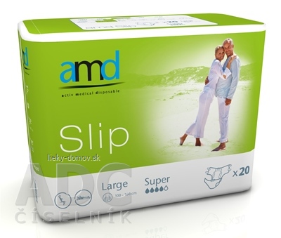 amd Slip Super Large inkontinenčné plienky, obvod bokov 100 - 160 cm, nasiakavosť 3000 ml, 1x20 ks
