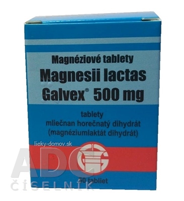 Magnesii lactas Galvex 500 mg tbl 0,5 g (obal PE) 1x50 ks