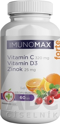 IMUNOMAX  forte Vitamín C+D+Zinok - Pharmed New cps 1x60 ks