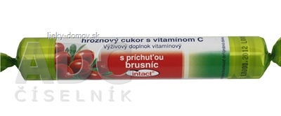 INTACT HROZNOVÝ CUKOR s vitamínom C s príchuťou brusníc (pastilky v rolke) 1x40g