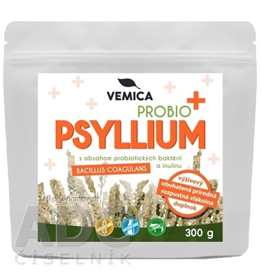 Vemica PSYLLIUM PROBIO PLUS prášok, rozpustná vláknina s obsahom baktérií a inulínu 1x300 g