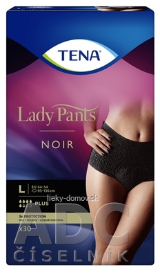 TENA Lady Pants Plus Noir L čierne dámske naťahovacie inkontinenčné nohavičky 1x30 ks