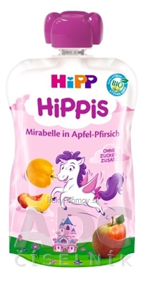 HiPP HiPPis BIO Jablko Broskyňa Mirabelka kapsička (od 1.roku) ovocný príkrm 1x100 g