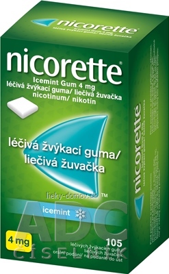 Nicorette Icemint Gum 4 mg gum med (blis.PVC/PVDC/Al) 1x105 ks