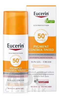Eucerin SUN PIGMENT CONTROL TINTED SPF 50+ LIGHT emulzia na opaľovanie s depigmentačným účinkom, svetlá 1x50 ml
