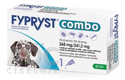 FYPRYST combo 268 mg/241,2 mg PSY 20-40 KG roztok na kvapkanie na kožu pre veľké psy (pipeta) 1x2,68 ml