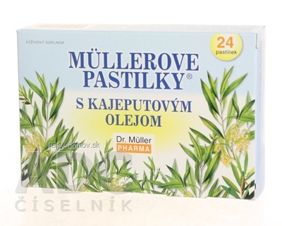 MÜLLEROVE PASTILKY S KAJEPUTOVÝM OLEJOM (ťažkosti v hrdle) 1x24 ks