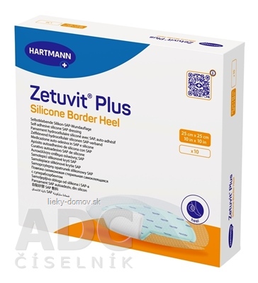 Zetuvit Plus Silicone Border Heel kompres sterilný (25x25 cm) 1x10 ks