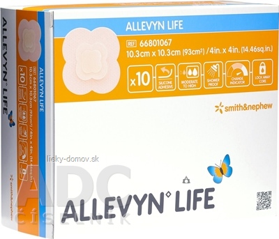 ALLEVYN LIFE Krytie na rany 10,3x10,3 cm, adhezívne penové krytie so silikónovým gélom 1x10 ks