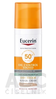 Eucerin SUN OIL CONTROL TINTED SPF 50+ MEDIUM krémový gél na opaľovanie na  tvár, tónovací-stredne tmavý 1x50 ml