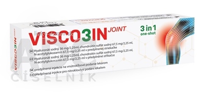 VISCO3IN joint predplnená injekcia na vnútrokĺbové podanie 1x2,25 ml