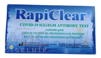 RapiClear COVID-19 IgG/IgM test na detekciu protilátok (koloidné zlato),1x1 set